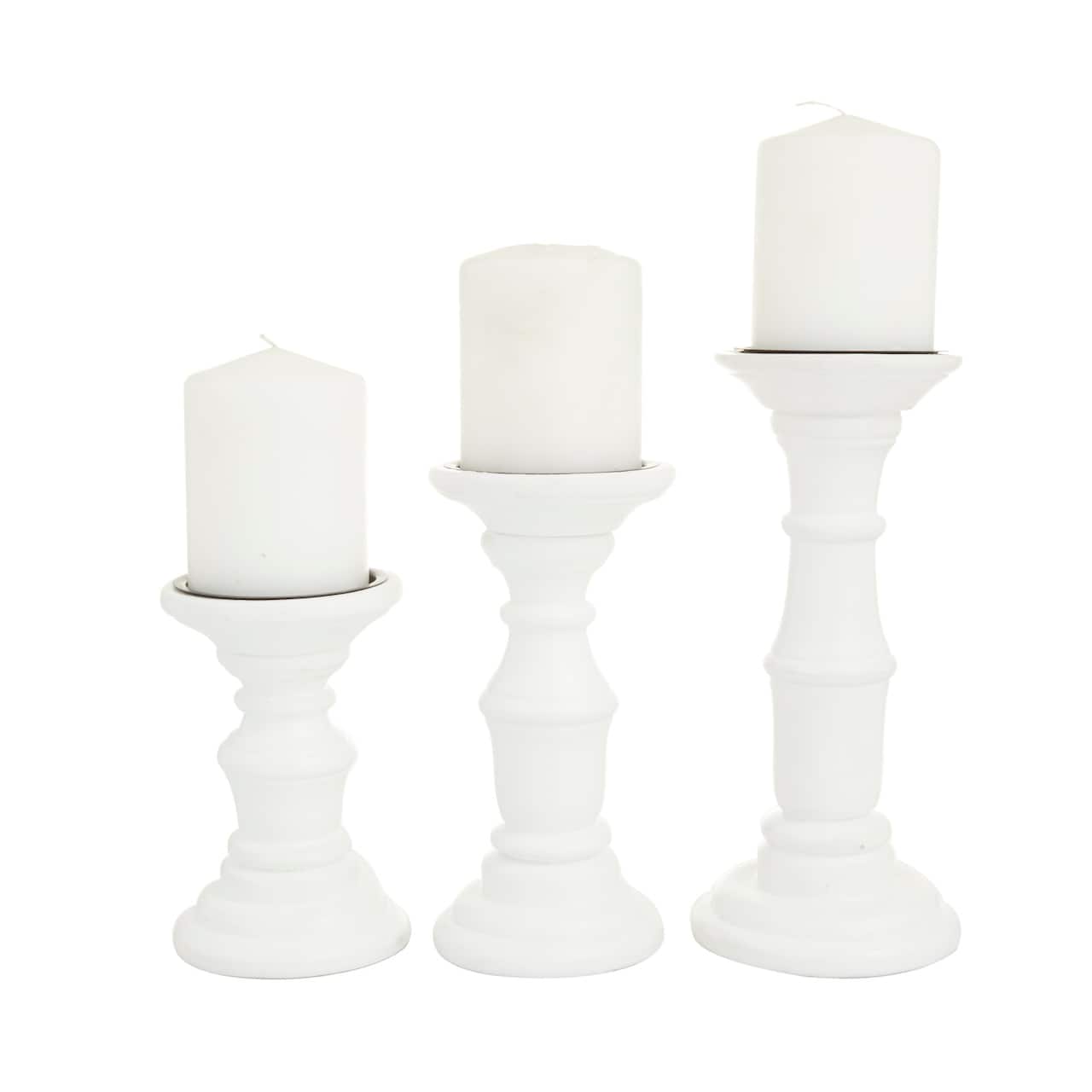 White Wood French Country Candle holder 10",8",6"